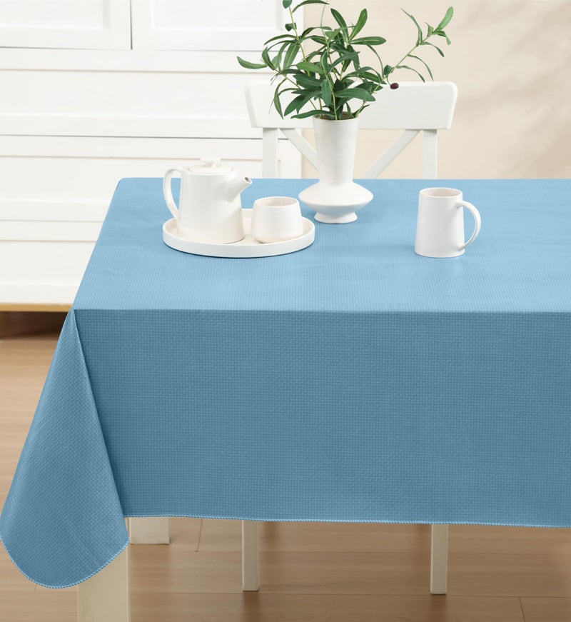 Newbridge Basketweave Vinyl Flannel Backed Tablecloth, 60 x 120 Inch Rectangle, Blue, Basket Weave Textured Indoor Outdoor Waterproof Table Cover for Patio, Kitchen, Dining - Image 5